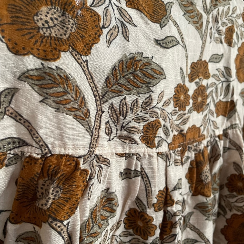 Faherty Brown Floral Button-Down Blouse - image 4